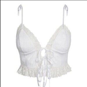 NWT FOR LOVE & LEMONS Bette WHITE Lace Cami Top